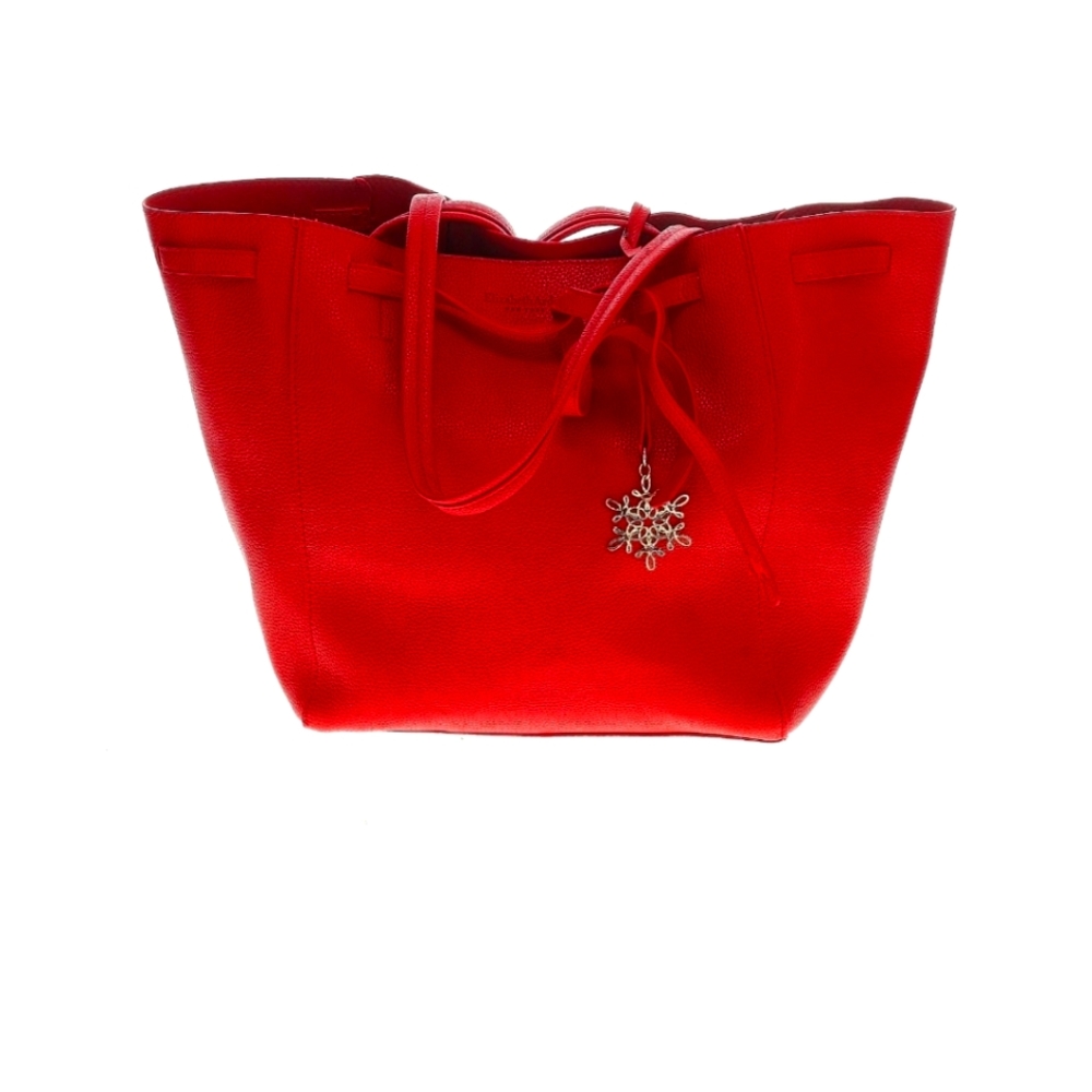 ELIZABETH ARDEN RED TOTE BAG PURSE W/TAG AND GOLDEN TONED ORNAMENT